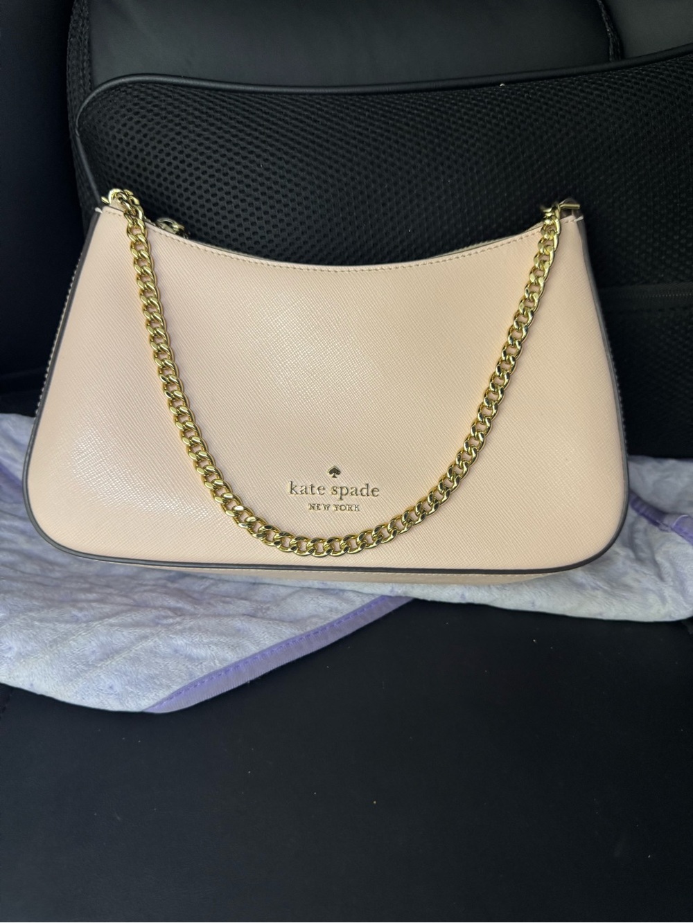 kate spade Margot Pink Saffiano Leather Shoulder Bag with Gold Chain